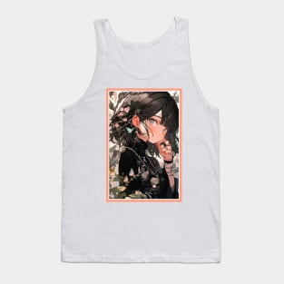 Aesthetic Anime Girl Pink Rosa Black | Quality Aesthetic Anime Design | Premium Chibi Manga Anime Art Tank Top